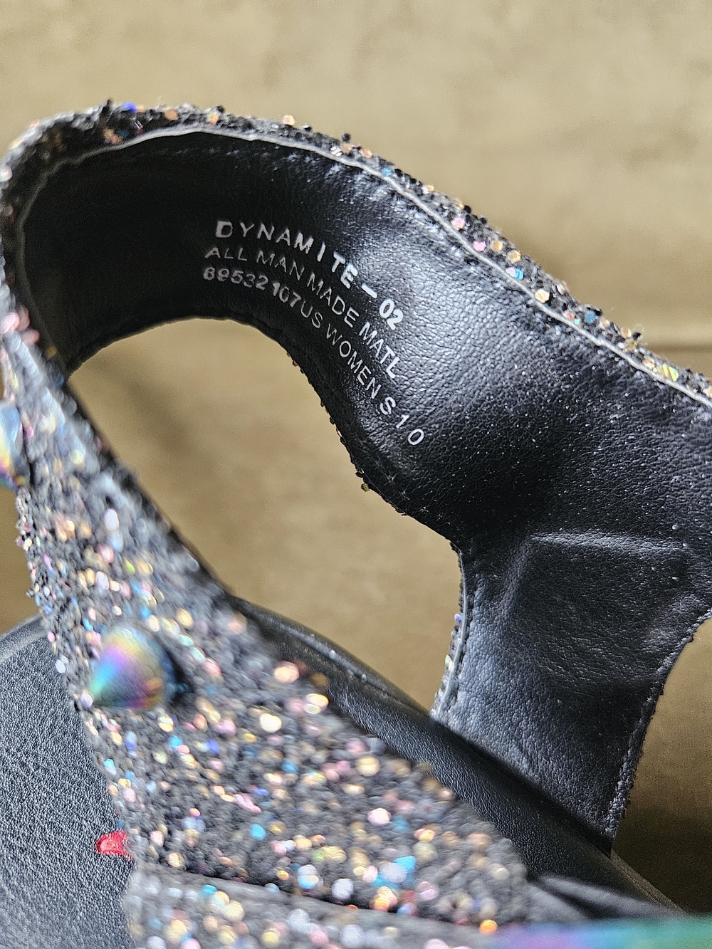 Demonia Dynamite Sandals - Black Glitter Platform Sandals with Studs - Womens 10 - Picture 7 of 11